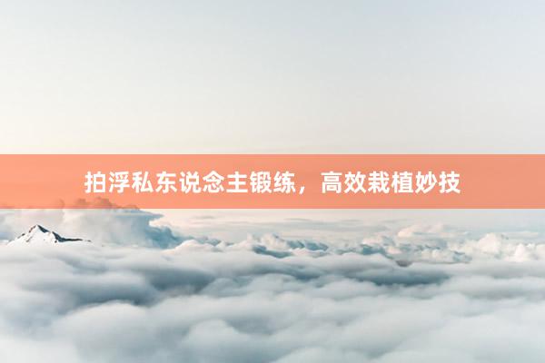 拍浮私东说念主锻练，高效栽植妙技